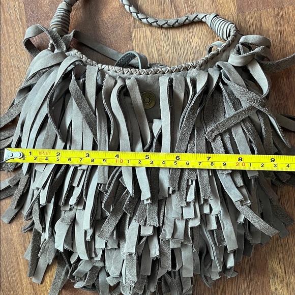 EUC Frye grey Fringe leather Crossbody Bag - Picture 16 of 16